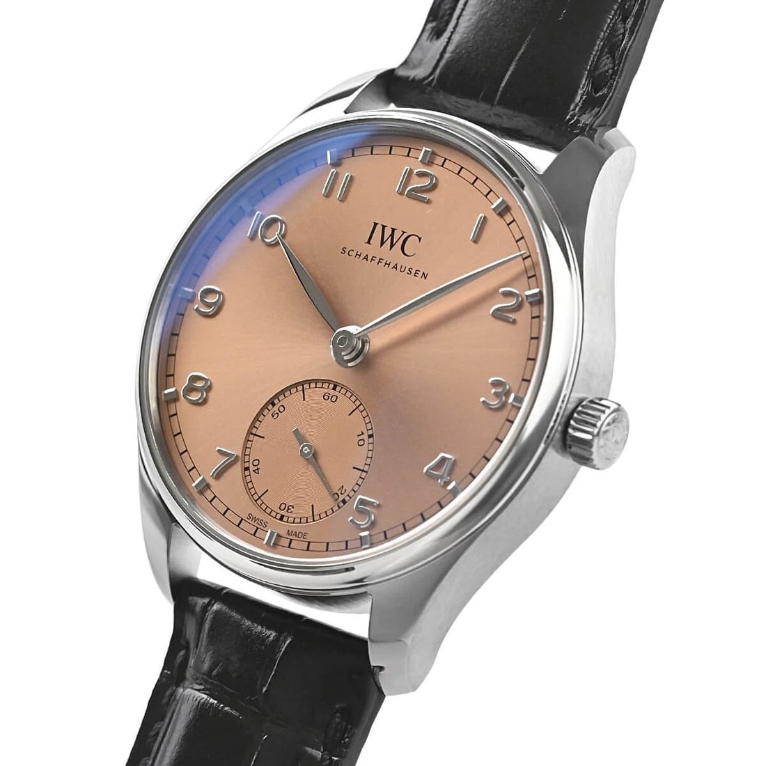 IWC PORTUGIESER AUTOMATIC 40 WATCH: IWC Portugieser Automatic 40 Watch Brand: IWC Type/Style: Wristwatch Material: Case Material stainless Color: Dial Color Salmon pink Size: Case Size Case Size: 40.4mm Accessories: None Acc