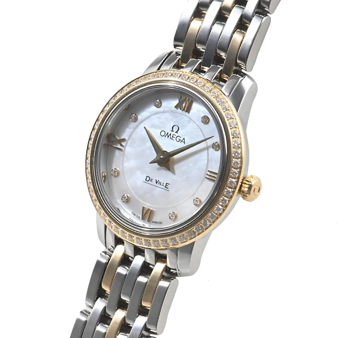 OMEGA DE VILLE PRESTIGE WATCH: OMEGA De Ville Prestige Watch Brand: OMEGA Type/Style: Wristwatch Material: Case Material Stainless steel and yellow gold Color: Dial Color white Size: Case Size Case Size: 24.4mm Accessories: Non
