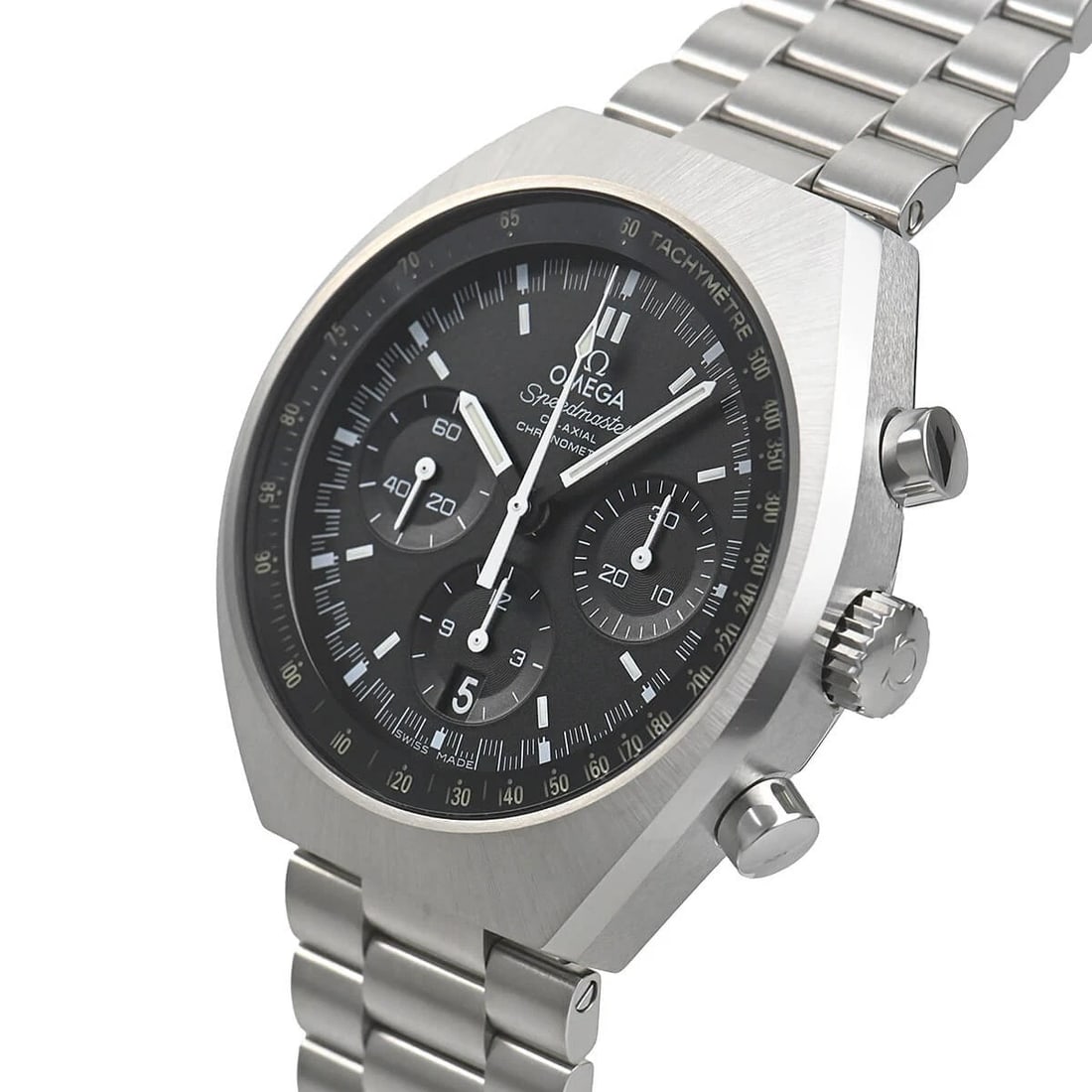 OMEGA SPEEDMASTER MARK CO-AXIAL CHRONOGRAPH WATCH: OMEGA Speedmaster Mark Co-Axial Chronograph Watch Brand: OMEGA Type/Style: Wristwatch Material: Case Material stainless Color: Dial Color black Size: Case Size Case Size: 46.2 x 42.4 mm Accessorie