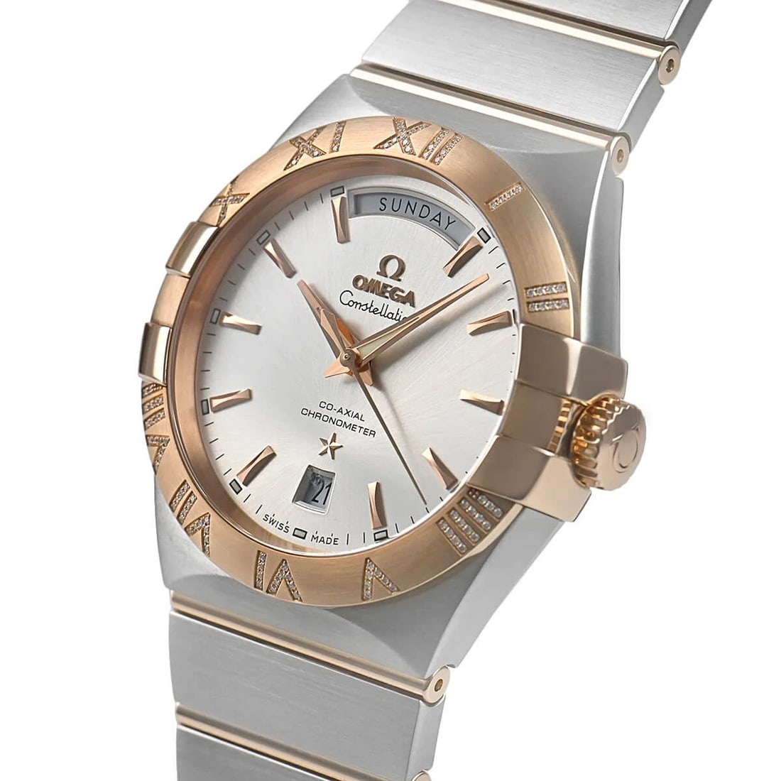 OMEGA CONSTELLATION CO-AXIAL CHRONOMETER WATCH: OMEGA Constellation Co-Axial Chronometer Watch Brand: OMEGA Type/Style: Wristwatch Material: Case Material Stainless steel and red gold Color: Dial Color Silver Size: Case Size Case Size: 38.0mm