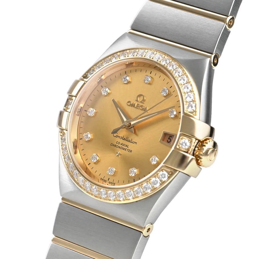 OMEGA CONSTELLATION CO-AXIAL CHRONOMETER WATCH: OMEGA Constellation Co-Axial Chronometer Watch Brand: OMEGA Type/Style: Wristwatch Material: Case Material Stainless steel and yellow gold Color: Dial Color Champagne Size: Case Size Case Size: 35.0mm