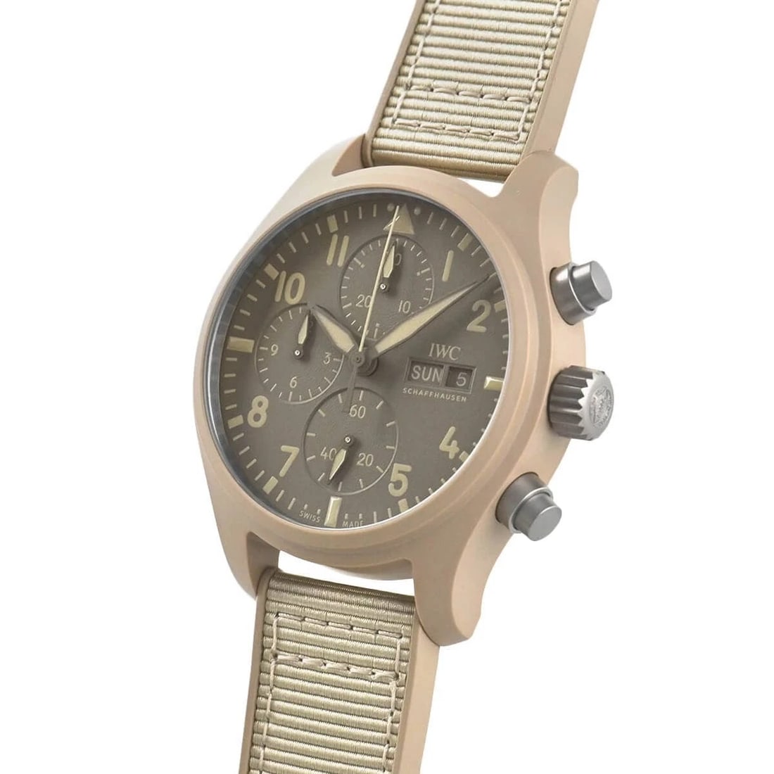 IWC PILOT'S WATCH CHRONOGRAPH TOP GUN MOJAVE DESERT WATCH: IWC Pilot's Watch Chronograph Top Gun Mojave Desert Watch Brand: IWC Type/Style: Wristwatch Material: Case Material ceramic Color: Dial Color brown Size: Case Size Case Size: 41.9mm Accessories: None