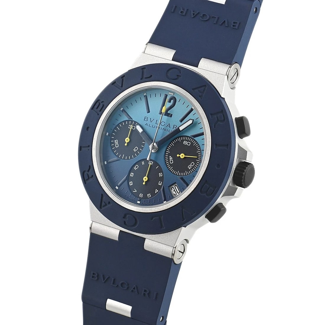 BVLGARI BVLGARI ALUMINIUM CAPRI WATCH: BVLGARI Bvlgari Aluminium Capri Watch Brand: BVLGARI Type/Style: Wristwatch Material: Case Material Aluminum Rubber Color: Dial Color Blue Gradient Size: Case Size Case Size: 40.0mm Accessories: N