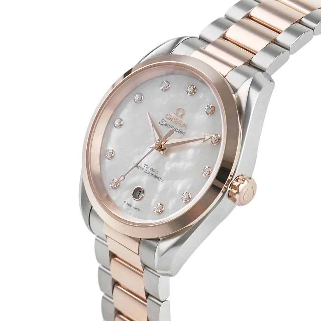 OMEGA SEAMASTER AQUA TERRA WATCH: OMEGA Seamaster Aqua Terra Watch Brand: OMEGA Type/Style: Wristwatch Material: Case Material Stainless Steel Sedona Gold Color: Dial Color white Size: Case Size Case Size: 38.0mm Accessories: None
