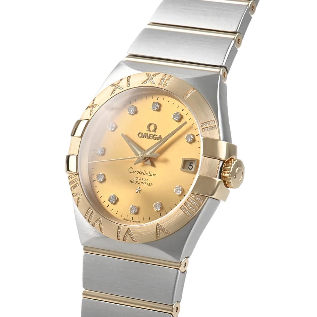 OMEGA CONSTELLATION CO-AXIAL CHRONOMETER WATCH: OMEGA Constellation Co-Axial Chronometer Watch Brand: OMEGA Type/Style: Wristwatch Material: Case Material Stainless steel and yellow gold Color: Dial Color Champagne Size: Case Size Case Size: 35.0mm