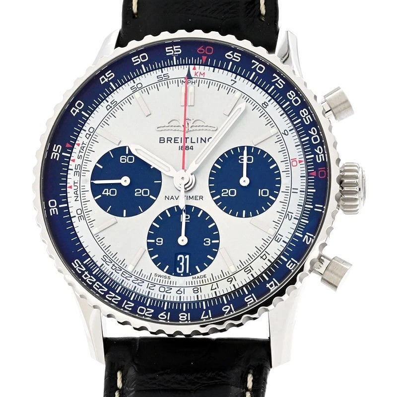 BREITLING NAVITIMER CHRONOGRAPH WATCH: BREITLING Navitimer Chronograph Watch Brand: BREITLING Type/Style: Wristwatch Material: Case Material Stainless steel Color: Dial Color Ice Blue Size: Case Size Case Size: 41mm Accessories: None <