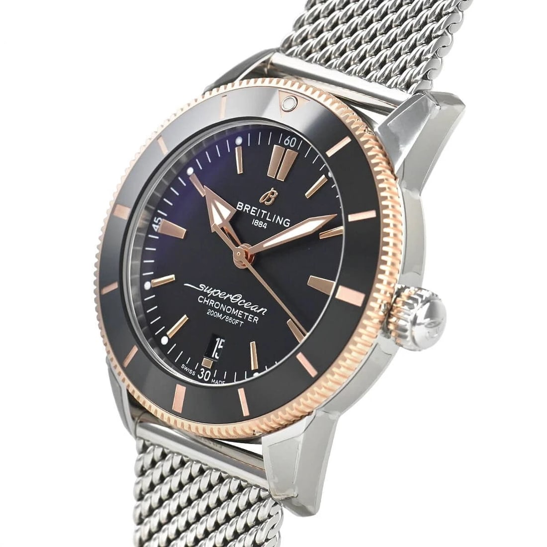BREITLING SUPEROCEAN HERITAGE AUTOMATIC 44 WATCH: BREITLING Superocean Heritage Automatic 44 Watch Brand: BREITLING Type/Style: Wristwatch Material: Case Material Stainless steel and red gold Color: Dial Color black Size: Case Size Case Size: 44.0mm 
