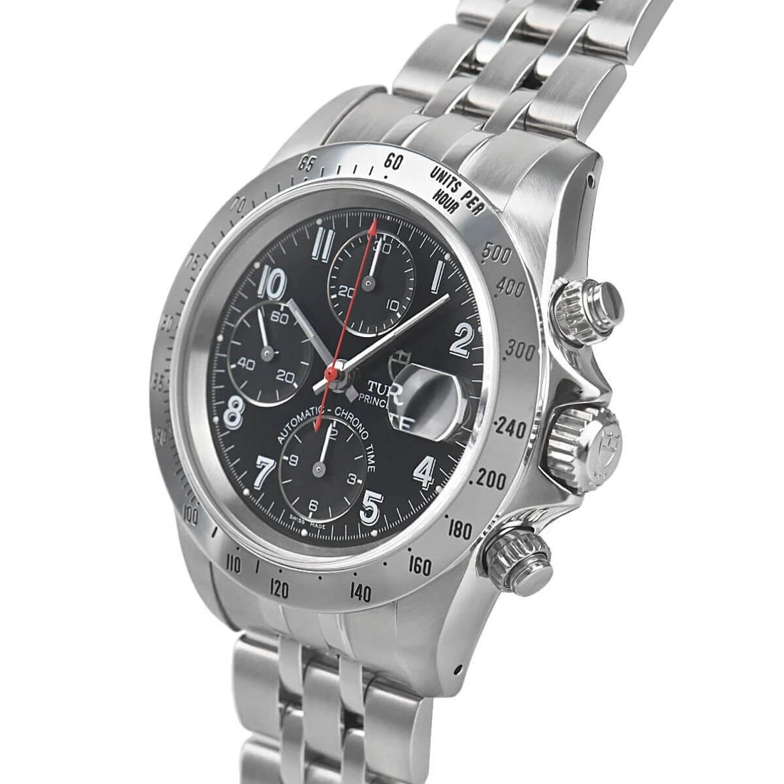 TUDOR CHRONOTIME WATCH: Tudor Chronotime Watch Brand: Tudor Type/Style: Wristwatch Material: Case Material stainless Color: Dial Color black Size: Case Size Case Size: 39.0mm Accessories: None Accessories Notice: