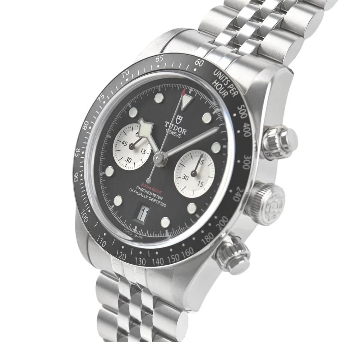TUDOR BLACK BAY CHRONO WATCH: Tudor Black Bay Chrono Watch Brand: Tudor Type/Style: Wristwatch Material: Case Material stainless Color: Dial Color Black/Silver Size: Case Size Case Size: 41.0mm Accessories: None Access