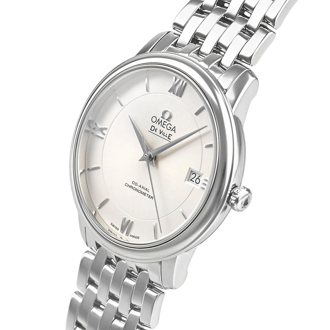 OMEGA DE VILLE PRESTIGE CO-AXIAL WATCH: OMEGA De Ville Prestige Co-Axial Watch Brand: OMEGA Type/Style: Wristwatch Material: Case Material stainless Color: Dial Color Silver Size: Case Size Case Size: 36.8mm Accessories: None Ac