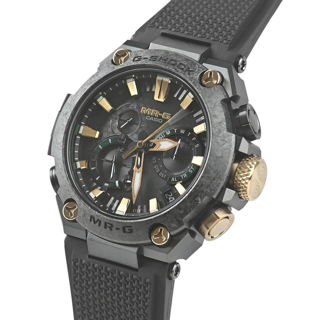 CASIO MRG WATCH: CASIO MRG Watch Brand: CASIO Type/Style: Wristwatch Material: Case Material Titanium (DLC processed) Color: Dial Color black Size: Case Size Case Size: 54.7 x 49.8mm Accessories: None Acce