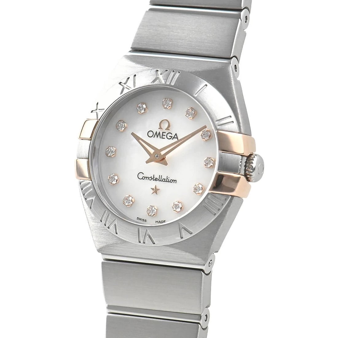 OMEGA CONSTELLATION BRUSH QUARTZ WATCH: OMEGA Constellation Brush Quartz Watch Brand: OMEGA Type/Style: Wristwatch Material: Case Material Stainless steel and red gold Color: Dial Color white Size: Case Size Case Size: 24.0mm Accessorie