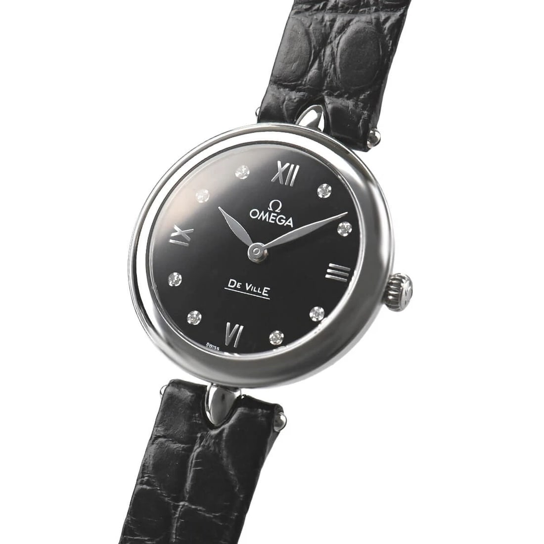 OMEGA DE VILLE PRESTIGE DEWDROP WATCH: OMEGA De Ville Prestige Dewdrop Watch Brand: OMEGA Type/Style: Wristwatch Material: Case Material stainless Color: Dial Color black Size: Case Size Case Size: 27.4mm Accessories: None Acce