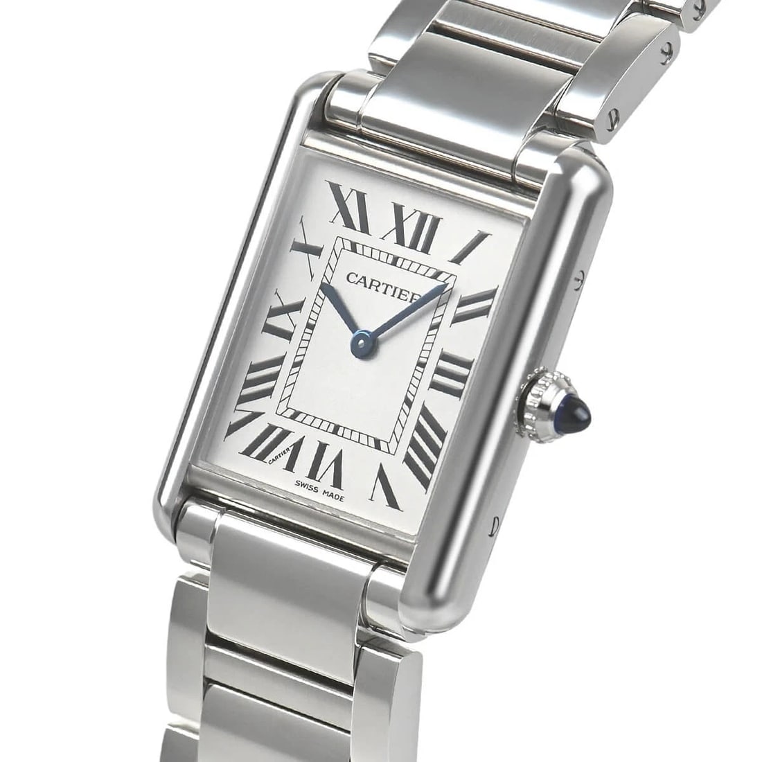 CARTIER TANK MAST LM SOLARBEAT WATCH: CARTIER Tank Mast LM Solarbeat Watch Brand: CARTIER Type/Style: Wristwatch Material: Case Material stainless Color: Dial Color Silver Size: Case Size Case Size: 33.7 x 25.5 mm Accessories: None