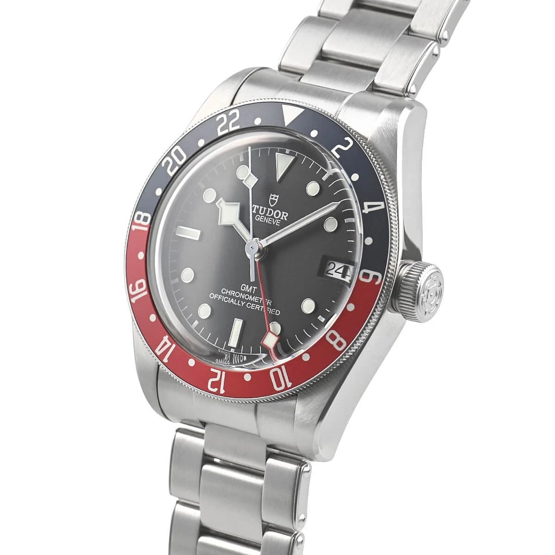 TUDOR BLACK BAY GMT WATCH: Tudor Black Bay GMT Watch Brand: Tudor Type/Style: Wristwatch Material: Case Material stainless Color: Dial Color black Size: Case Size Case Size: 41.0mm Accessories: None Accessories Notice: When