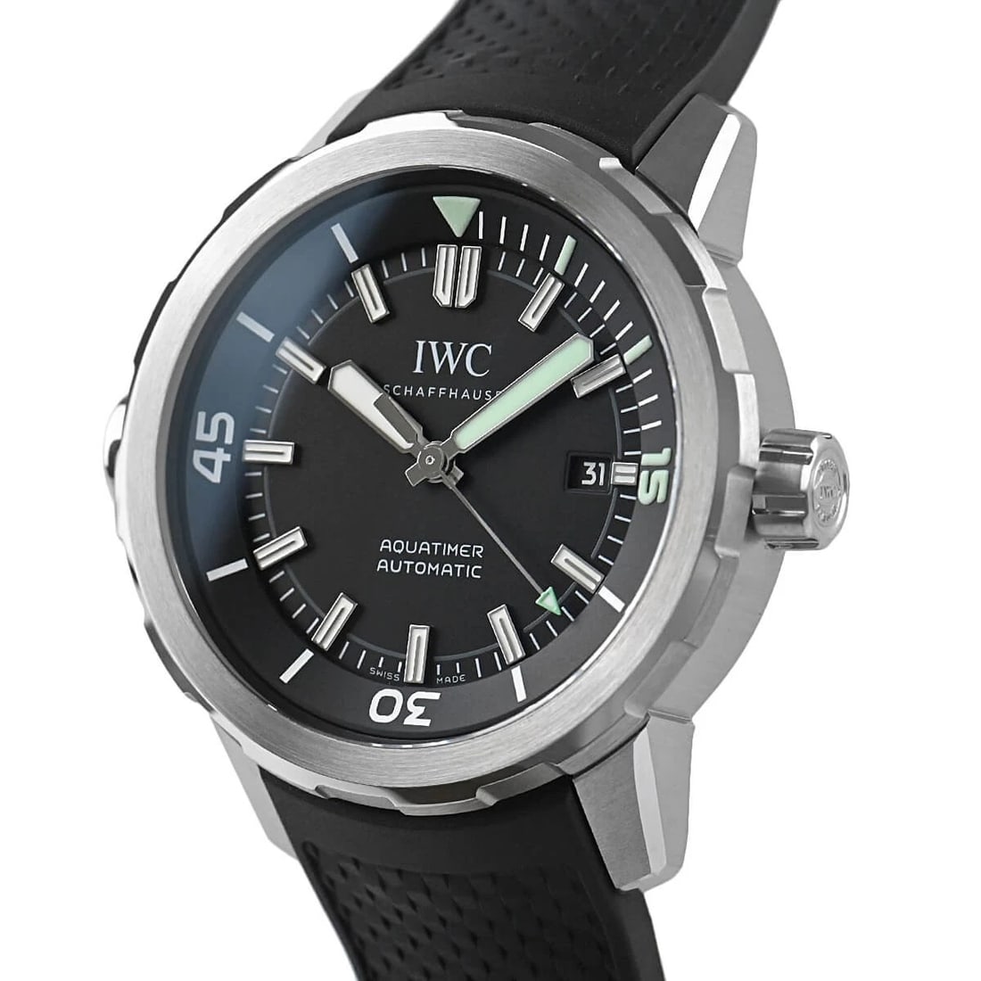IWC AQUATIMER AUTOMATIC WATCH: IWC Aquatimer Automatic Watch Brand: IWC Type/Style: Wristwatch Material: Case Material stainless Color: Dial Color black Size: Case Size Case Size: 42.0mm Accessories: None Accessories Notice: When