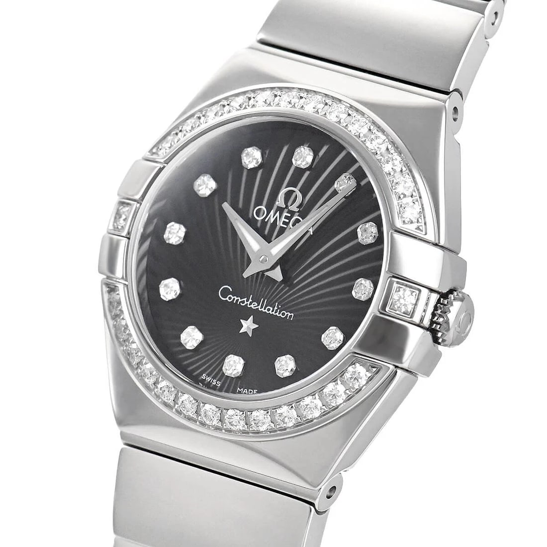 OMEGA CONSTELLATION POLISHED QUARTZ WATCH: OMEGA Constellation Polished Quartz Watch Brand: OMEGA Type/Style: Wristwatch Material: Case Material stainless Color: Dial Color black Size: Case Size Case Size: 24.0mm Accessories: None Accessories