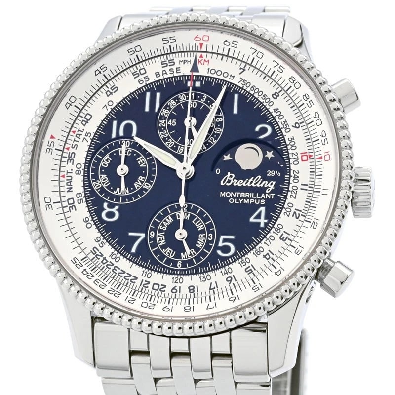 BREITLING NAVITIMER MONTBRILLANT OLYMPUS WATCH: BREITLING Navitimer Montbrillant Olympus Watch Brand: BREITLING Type/Style: Wristwatch Material: Case Material Stainless steel Color: Dial Color black Size: Case Size Case Size: 42mm Accessories: