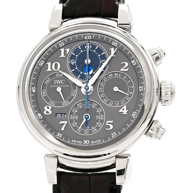 IWC DA VINCI PERPETUAL CALENDAR CHRONOGRAPH WATCH: IWC Da Vinci Perpetual Calendar Chronograph Watch Brand: IWC Type/Style: Wristwatch Material: Case Material Stainless steel Color: Dial Color gray Size: Case Size Case Size: 43mm Accessories: None