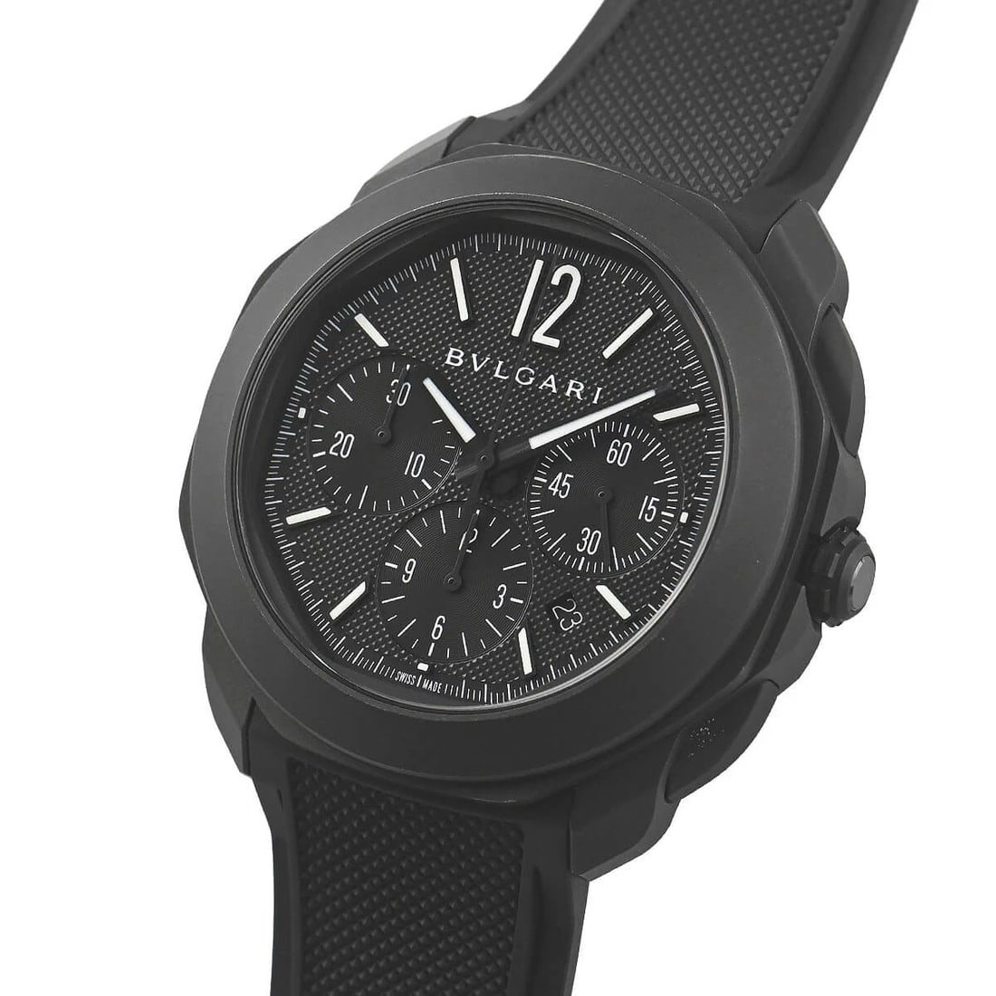 BVLGARI OCTO ROMA CHRONOGRAPH WATCH: BVLGARI Octo Roma Chronograph Watch Brand: BVLGARI Type/Style: Wristwatch Material: Case Material Stainless steel (DLC processed) Color: Dial Color black Size: Case Size Case Size: 42.0mm
