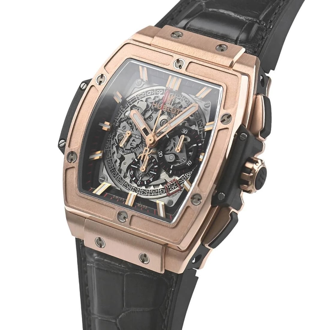 HUBLOT SPIRIT OF BIG BANG KING GOLD WATCH: HUBLOT Spirit of Big Bang King Gold Watch Brand: HUBLOT Type/Style: Wristwatch Material: Case Material King Gold Color: Dial Color none Size: Case Size Case Size: 51.0 x 45.0 mm Accessories: None