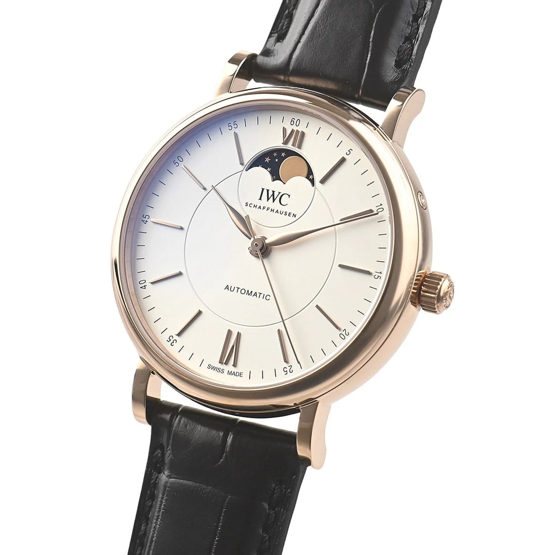 IWC PORTOFINO AUTOMATIC MOON PHASE WATCH: IWC Portofino Automatic Moon Phase Watch Brand: IWC Type/Style: Wristwatch Material: Case Material Red gold Color: Dial Color Silver Size: Case Size Case Size: 40.0mm Accessories: None Acc