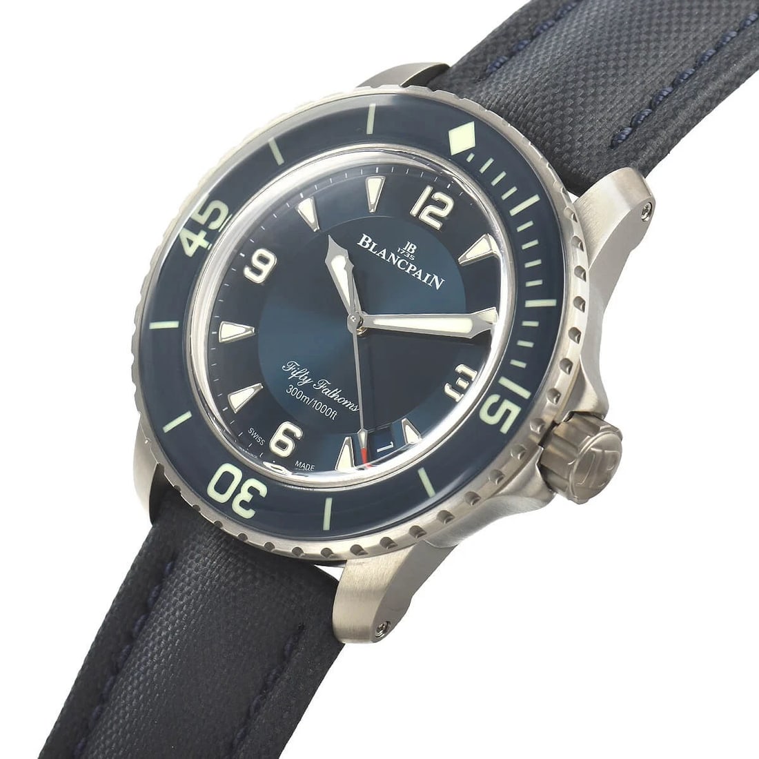 BLANCPAIN FIFTY FATHOMS WATCH: BLANCPAIN Fifty Fathoms Watch Brand: BLANCPAIN Type/Style: Wristwatch Material: Case Material titanium Color: Dial Color blue Size: Case Size Case Size: 45.0mm Accessories: None Accessorie