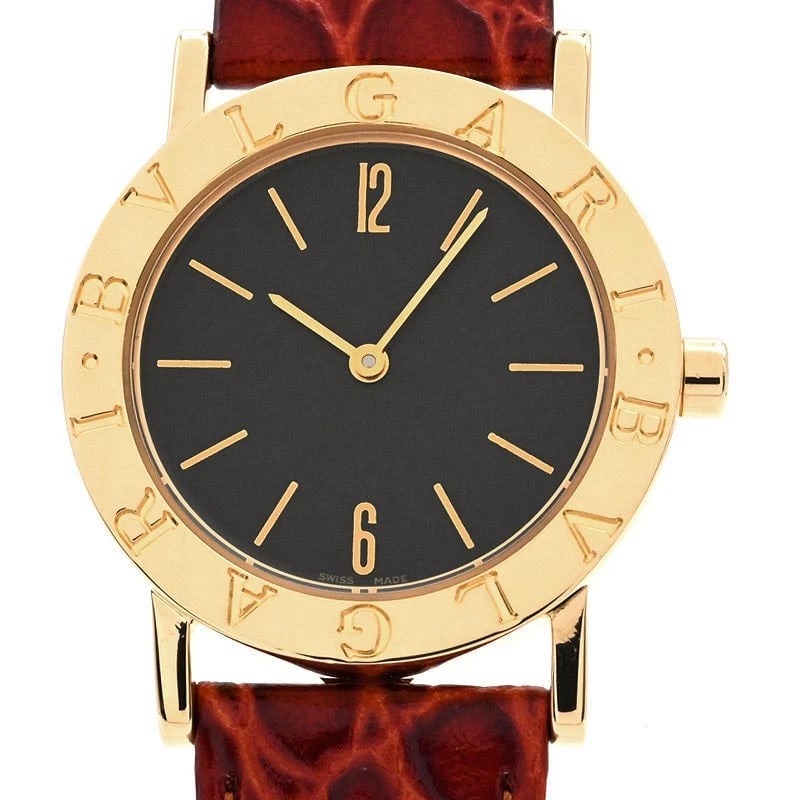 BVLGARI WATCH: BVLGARI Watch Brand: BVLGARI Type/Style: Wristwatch Material: Case Material K18YG Cowhide Leather Belt Color: Dial Color black Size: Case Size Case Size: 30mm Accessories: None Accessories