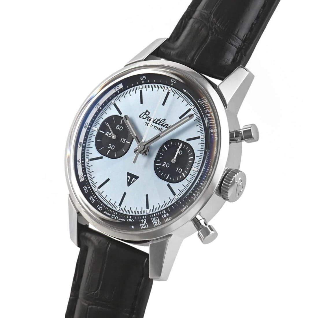 BREITLING TOP TIME TRIUMPH WATCH: BREITLING Top Time Triumph Watch Brand: BREITLING Type/Style: Wristwatch Material: Case Material stainless Color: Dial Color Ice Blue Size: Case Size Case Size: 41.0mm Accessories: None Ac
