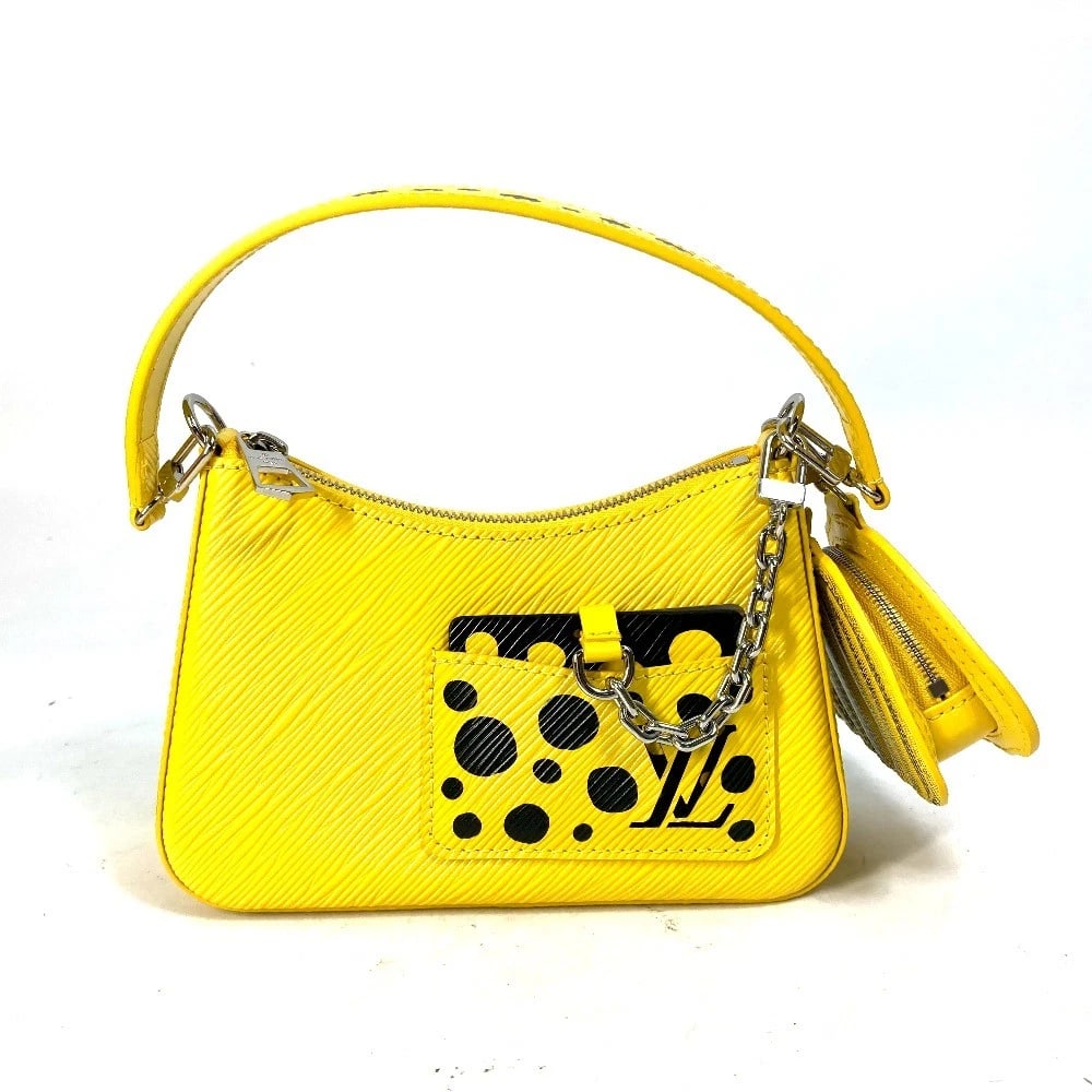 LOUIS VUITTON KUSAMA YAYOI COLLAB MALELINI 2WAY HAND BAG: LOUIS VUITTON Kusama Yayoi Collab Malelini 2WAY Hand Bag Brand: LOUIS VUITTON Type/Style: Hand Bag Material: Epi Leather Color: Jaune / yellowxBlack Size: W7.5?H5.3?D2.6inch / W19cm H13.5cm D6.5cm
