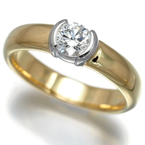 TIFFANY&CO. DIAMOND DOTS SOLITAIRE RING 18K YG/PT 950: Tiffany&Co. Diamond Dots Solitaire Ring 18K YG/Pt 950 Brand: Tiffany & Co. Type/Style: Ring Material: 18K YG/Pt 950 Main Stone Natural Color: YG/Pt Size: US 5.25-5.5 Accessories: None Acce