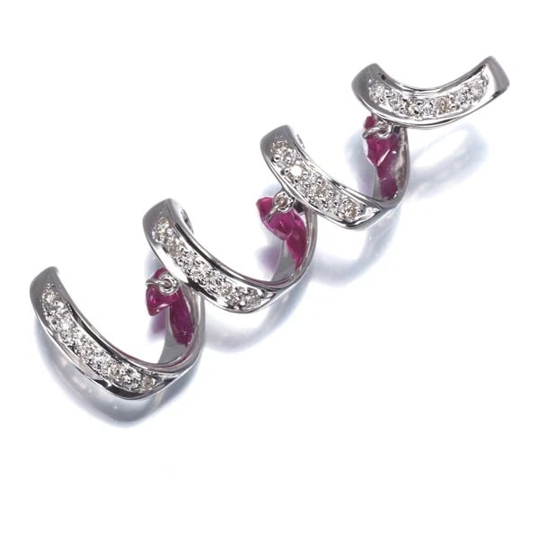 RUBY DIAMOND DROP PENDANT 18K 750 WHITE GOLD: Ruby Diamond Drop Pendant 18K 750 White Gold Brand: Unbranded Type/Style: Pendant Material: 18K 750 White Gold Main Stone Natural Color: White Gold Size: Design size: 31.5 x 10.8mmBail inner diameter: