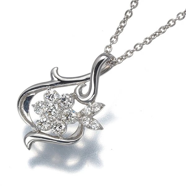 ESTELLE DIAMOND FLOWER NECKLACE 18K 750 WHITE GOLD: ESTELLE Diamond Flower Necklace 18K 750 White Gold Brand: ESTELLE Type/Style: Necklace Material: 18K 750 White Gold Main Stone Natural Color: White Gold Size: Necklace length: 36 / 40cmPendant size: 1