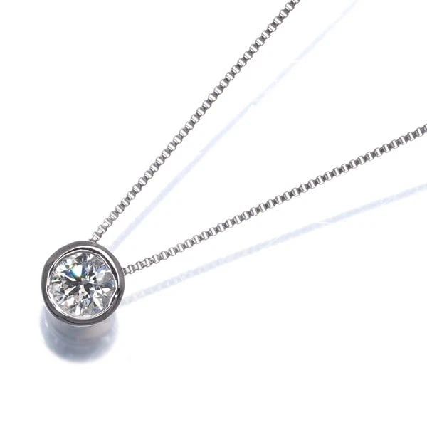 DIAMOND BEZEL SETTING SOLITAIRE NECKLACE 18K 750 WHITE GOLD (1 of 2)