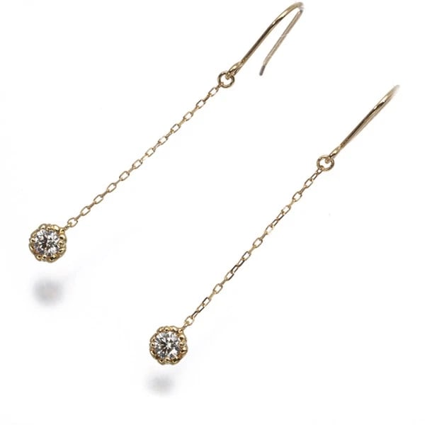 AHKAH DIAMOND TIA DROP EARRINGS 18K 750 YELLOW GOLD: AHKAH Diamond Tia Drop Earrings 18K 750 Yellow Gold Brand: AHKAH Type/Style: Earring Material: 18K 750 Yellow Gold Main Stone Natural Color: Yellow Gold Size: Design size: 3.6 x 3.5mmEarring total len