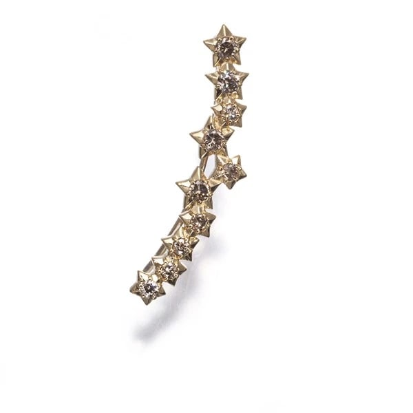 BROWN DIAMOND STAR SINGLE EARRING 18K 750 YELLOW GOLD: Brown Diamond Star Single Earring 18K 750 Yellow Gold Brand: Unbranded Type/Style: Single Earring Material: 18K 750 Yellow Gold Main Stone Natural Color: Yellow Gold Size: Design size: 27.5 x 6.5mm
