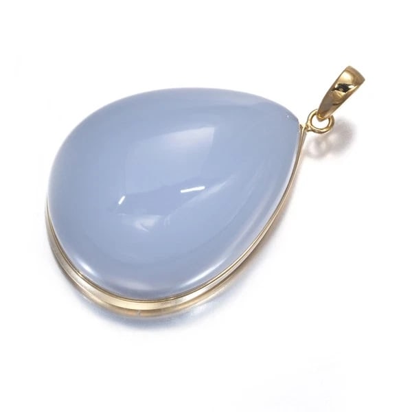 QVC BLUECHALCEDONY PENDANT 18K 750 YELLOW GOLD: QVC BlueChalcedony Pendant 18K 750 Yellow Gold Brand: QVC Type/Style: Pendant Material: 18K 750 Yellow Gold Main Stone Natural Color: Yellow Gold Size: Design size: 21.0 x 15.8mm Total length of the p