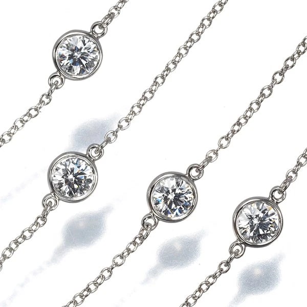 TIFFANY&CO. DIAMOND 5P STATION NECKLACE PT 950 (1 of 2)