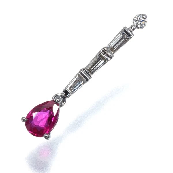 RUBY DIAMOND PEAR-SHAPED DROP PENDANT 18K 750 WHITE GOLD: Ruby Diamond Pear-shaped Drop Pendant 18K 750 White Gold Brand: Unbranded Type/Style: Pendant Material: 18K 750 White Gold Main Stone Natural Color: White Gold Size: Design size: 24.0 x 5.0mmBail inne