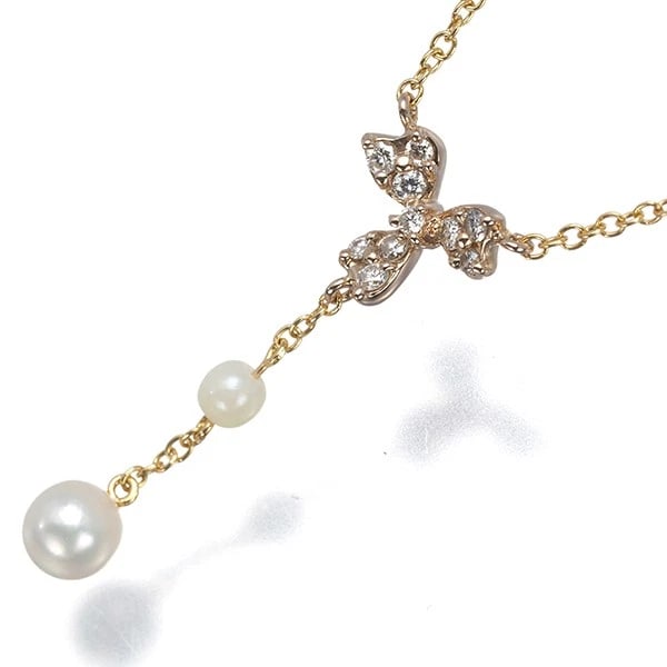 VENDOME BABY FRESHWATER PEARL DIAMOND FLOWER NECKLACE 18K YG/RG (1 of 3)