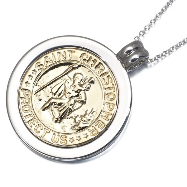 TIFFANY&CO. ST. CHRISTOPHER COIN NECKLACE SILVER 925/18K YG: Tiffany&Co. St. Christopher Coin Necklace Silver 925/18K YG Brand: Tiffany & Co. Type/Style: Necklace Material: Silver 925/18K YG Color: SIlver YG Size: Necklace length: 40cmPendant size: 30.1 x 24.6m