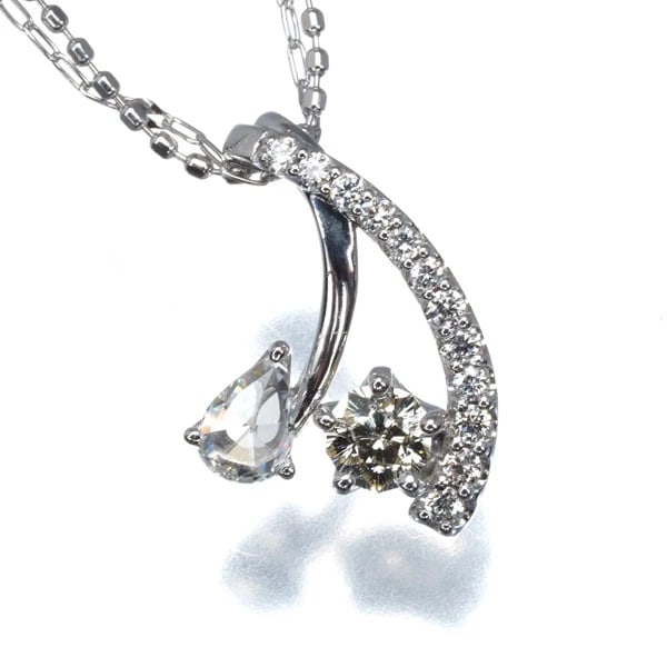 DIAMOND 2-STRAND PEAR-SHAPED NECKLACE 18K 750 WHITE GOLD SAKURA & ROSE-CUT: Diamond 2-strand Pear-shaped Necklace 18K 750 White Gold Sakura & Rose-cut Brand: Unbranded Type/Style: Necklace Material: 18K 750 White Gold Main Stone Natural Color: White Gold Size: Necklace length