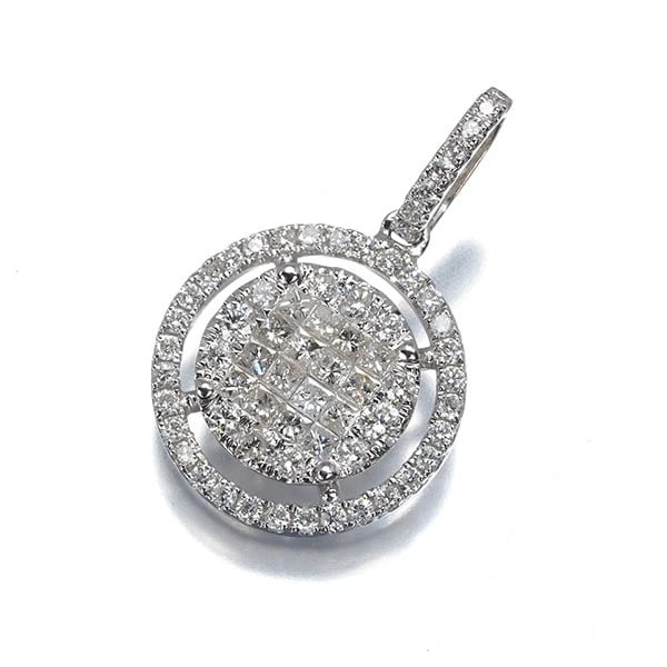 DIAMOND CIRCLE PENDANT 18K 750 WHITE GOLD: Diamond Circle Pendant 18K 750 White Gold Brand: Unbranded Type/Style: Pendant Material: 18K 750 White Gold Main Stone Natural Color: White Gold Size: Design size: 23.6 x 14.8mmBail inner diameter: 5.