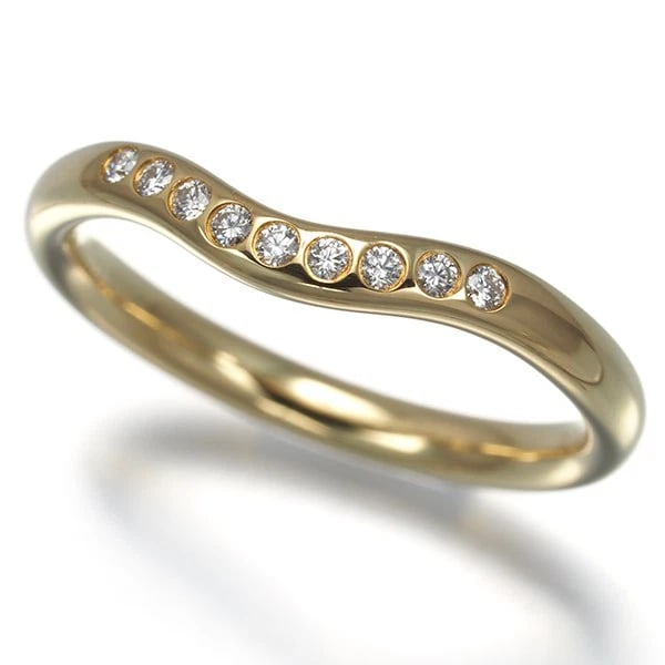 TIFFANY&CO. DIAMOND CURVED BAND 9P RING 18K 750 YELLOW GOLD: Tiffany&Co. Diamond Curved Band 9P Ring 18K 750 Yellow Gold Brand: Tiffany & Co. Type/Style: Ring Material: 18K 750 Yellow Gold Main Stone Natural Color: Yellow Gold Size: US 5 Accessories: None <