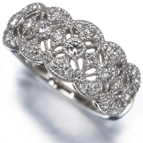 DIAMOND MILGRAIN OPENWORK RING 900 PLATINUM (1 of 5)
