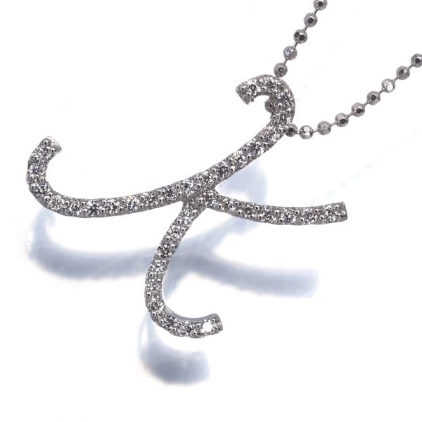 GINZA TANAKA DIAMOND INITIAL ALPHABET K NECKLACE 18K WG: GINZA TANAKA Diamond Initial Alphabet K Necklace 18K WG Brand: GINZA TANAKA Type/Style: Necklace Material: 18K WG Main Stone Natural Color: White Gold Size: Necklace length: 45cm AdjUS table to short 