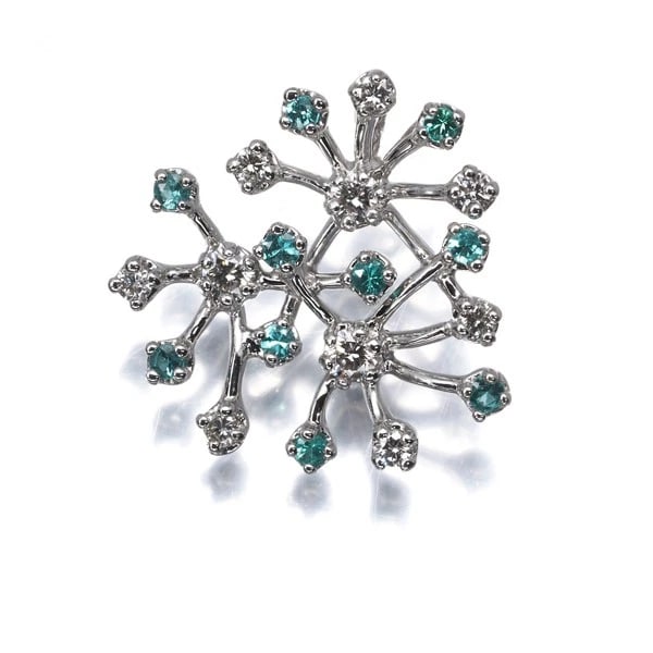 PARAIBA TOURMALINE DIAMOND PENDANT 18K 750 WHITE GOLD: Paraiba Tourmaline Diamond Pendant 18K 750 White Gold Brand: Unbranded Type/Style: Pendant Material: 18K 750 White Gold Main Stone Natural Color: White Gold Size: Design size: 19.8 x 19.5mm Bail inner