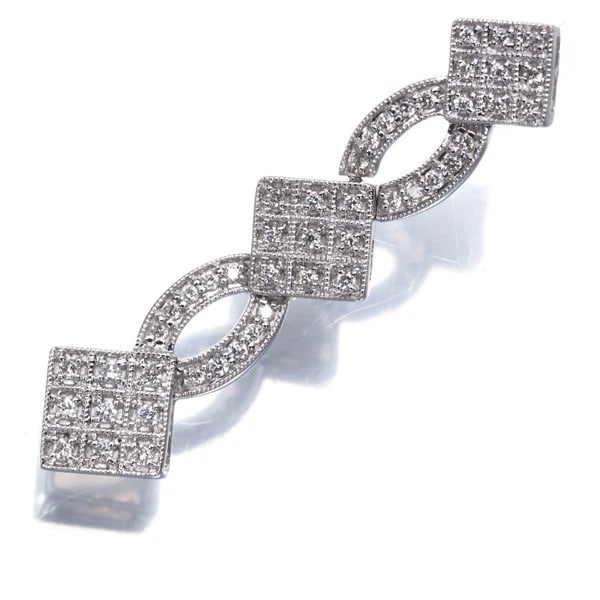 DIAMOND MILGRAIN PENDANT 18K 750 WHITE GOLD: Diamond Milgrain Pendant 18K 750 White Gold Brand: Unbranded Type/Style: Pendant Material: 18K 750 White Gold Main Stone Natural Color: White Gold Size: Design size: 35.5 x 8.9mm Bail inner diameter: 