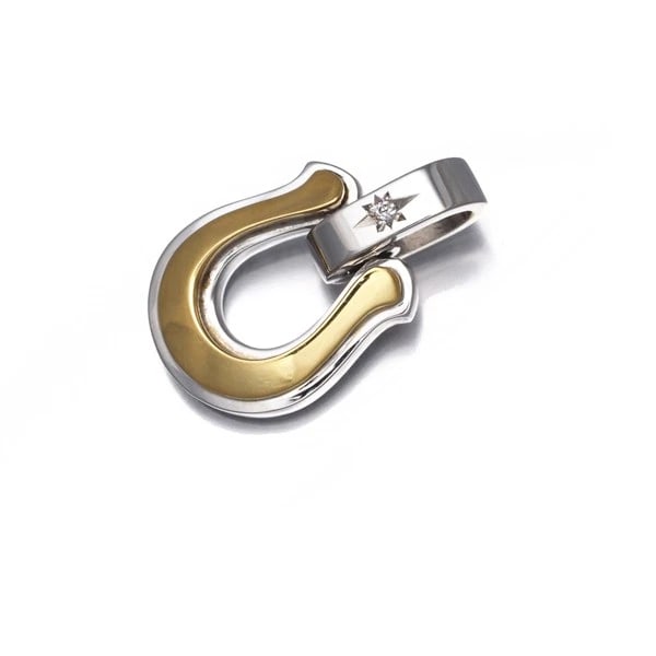 SYMPATHY OF SOUL DIAMOND HORSESHOE BICOLOR PENDANT 18K YG/WG: SYMPATHY OF SOUL Diamond Horseshoe Bicolor Pendant 18K YG/WG Brand: SYMPATHY OF SOUL Type/Style: Pendant Material: 18K YG/WG Main Stone Natural Color: YG WG Size: Design size: 11.5 x 9.6mmTotal length