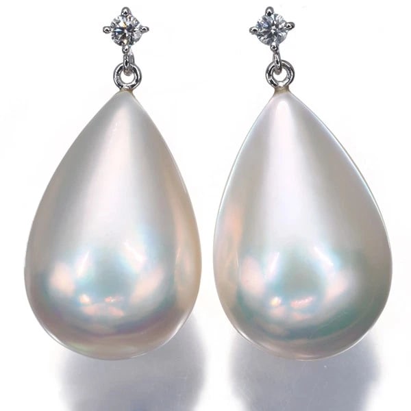 TASAKI MABE PEARL DIAMOND TEARDROP DROP EARRINGS 18K 750 WHITE GOLD: TASAKI Mabe Pearl Diamond Teardrop Drop Earrings 18K 750 White Gold Brand: TASAKI Type/Style: Earring Material: 18K 750 White Gold Main Stone Cultured Color: White Gold Size: Full length of total